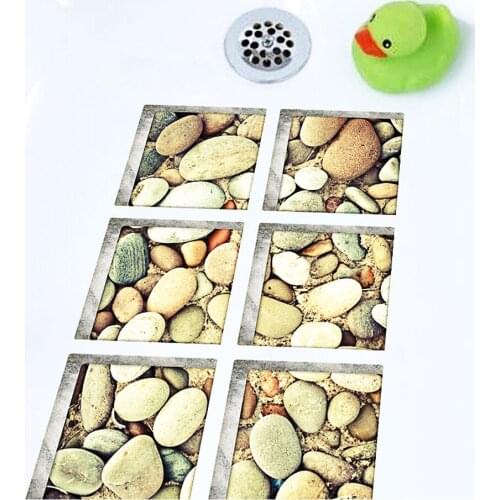 6Pcs/Set Cobblestone Bath Treads Sticker Safety Non Slip Bath Tub Tattoos Tub Stickers Tub Decals Tub Appliques