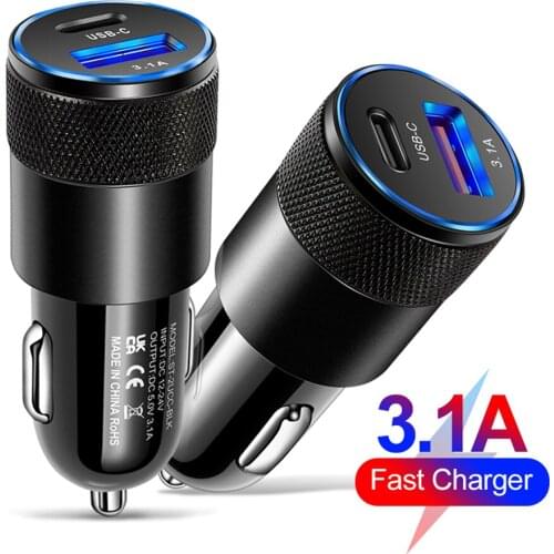 Mini USB Car Charger Type C 3.1A 15W PD Quick Fast Charging Adapter For Power Tablet PC Mobile Phone Charger Adapter in Car New