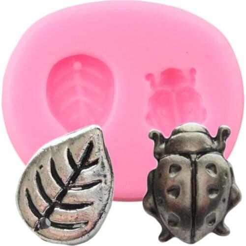 Ladybug Leaf Silicone Molds DIY Cupcake Topper Fondant Mold Cake Decorating Tools Candy Resin Clay Chocolate Gumpaste Moulds