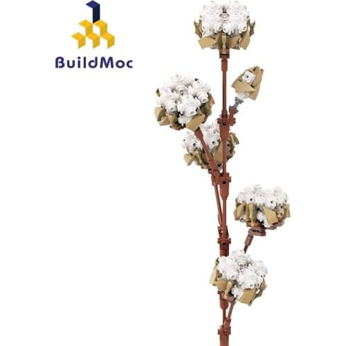 Buildmoc Creator Expert China Xinjiang Cotton MOC Flower Building Blocks Bouquet Decoration Education DIY Toys For Children Gift