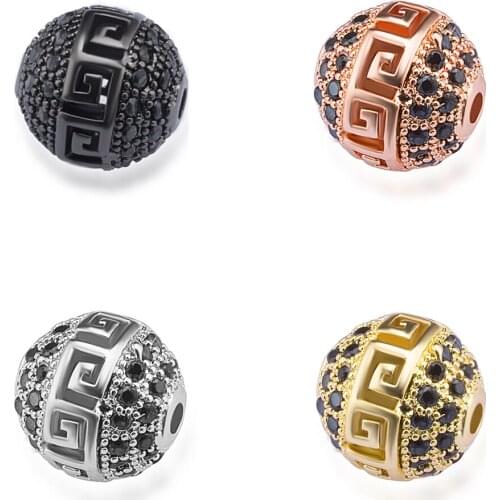 Exquisite Craftsmanship Micro-pavé Black Zircon Beads Diy Bracelet Jewelry Making Accessories Wholesale