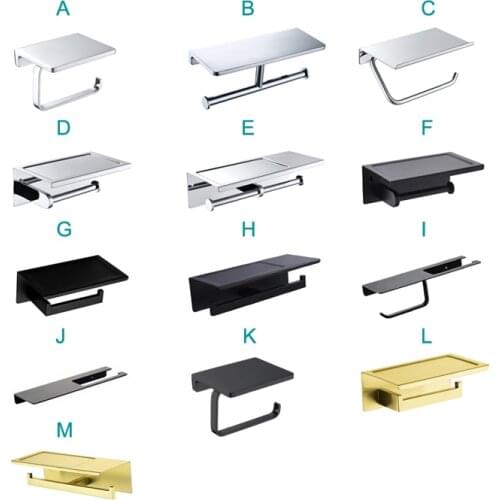 Toilet Roll Double Paper Long Holder with Rack Hanger Bathroom WC Accessories Hardware Matt Black Gold Chrome