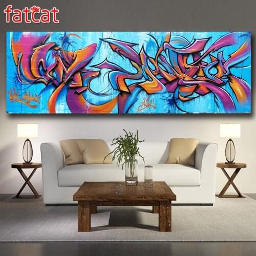 FATCAT large 5D Diy Daimond Painting Graffiti Vinie Mandra landscape Full Square Round Rhinestone Embroidery Sale decor AE1351