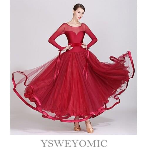 Smooth Ballroom Dancing Dress Girls Red Green Waltz Dance Costume Professional Standard ballroom Tango Dresses for Female