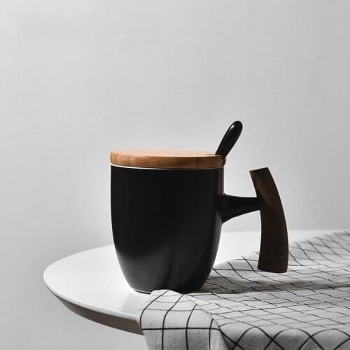 Spoon with lid ceramic large capacity 450ml coffee mugs cup office household couple water oatmeal breakfast coffee cup CE / EU