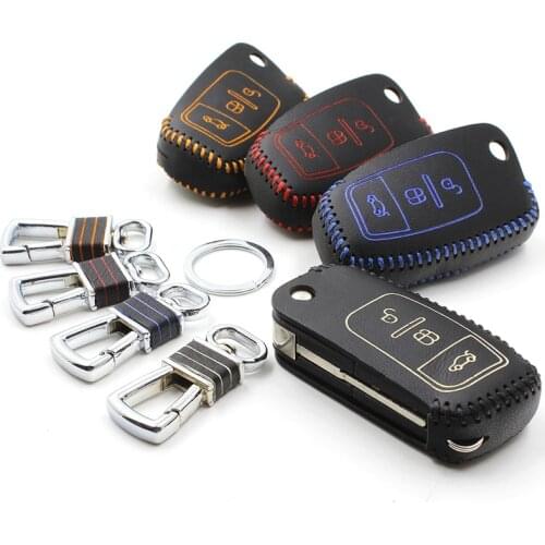 Luckeasy classical for ford focus 2012 2013 fiesta 2009-2013 s-max 2007/2008 Leather Car Key Cover wallet holder shell key2a