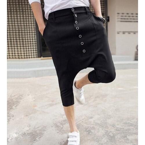 2015 summer mens Fashion Male loose pants personalized hanging crotch pants low-rise pants harem pants singer costumes trousers