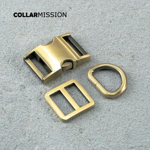 Metal buckle+Tri-Glid+D ring/set) Retailing copper 20mm metal plated buckle for DIY dog collar leash set harness DIY parts