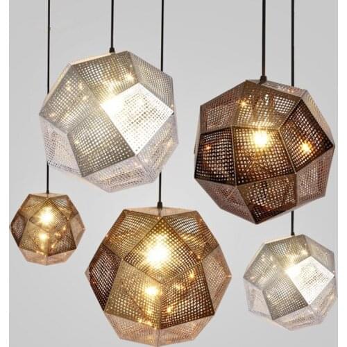 Mesh brief metal pendant light geometry bar polyhedral ball pendant light personality pendant light E27