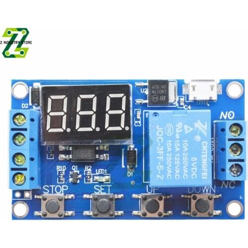 Time Delay Relay Module 5V Micro USB LED Digital Time Delay Relay Trigger Timer Control Switch Module 3 Digit Digital