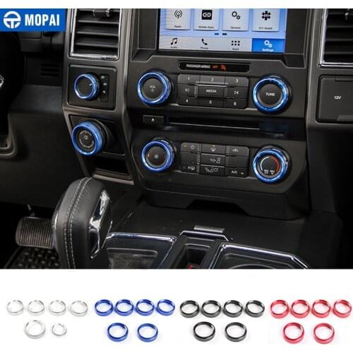 MOPAI Car Interior Air Conditioner&4 WD Four-Wheel&Trailer Button Switch Knob Decoration Cover Ring For Ford F150 XLT 2016 Up