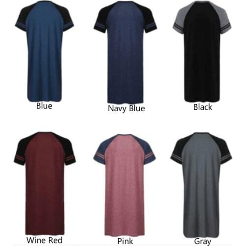 Men Sleepshirts Soft Nightshirts Nightewear Short Sleeve Loose Long Sleep Shirt Men Sleepwear Home Clothes Plus Sizes