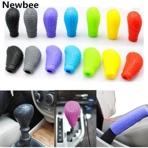 Car Manunal Silicone Shift Gear Head Knob Cover Handbrake Hand Brake Covers Sleeve Case Skin Protector Car Styling Accessories
