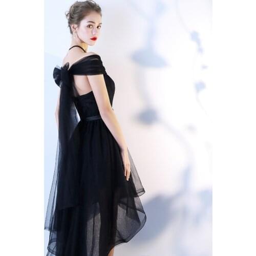 New black wine short from long back ball lady girl women princess bridesmaid banquet party ball dress gown