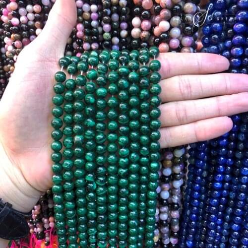 Wholesale Natural Stone Green Malachite Peacock Round Beads 4 6 8 10 12MM For Jewelry Making DIY Bracelets Necklace Accessories
