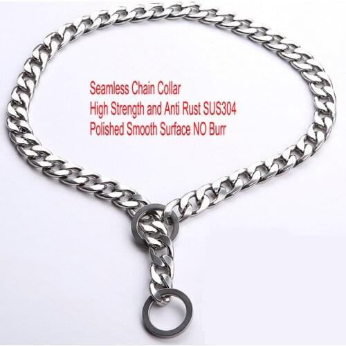 HQ CC01 Stainless Steel 304 Dog Collar Adjustable Pet Collar Seamless P Chain Training Choker Collars For Small Large Dogs