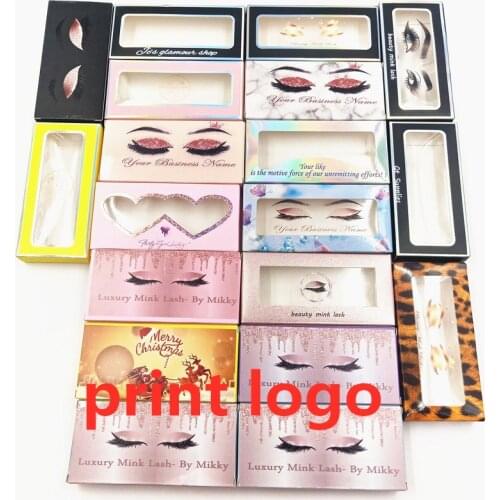 Print logo Beauty Eyelash Packaging Boxes Empty 25mm Lashes Rectangle Case Fake Eyelashes Package Make Up Mink Eyelash Case