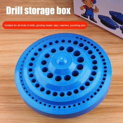 Round Shape Plastic Drill Bit Storage Case Drill Bits Empty Storage Box Stand Blue Hole Bore Organizer Manicure Accessories