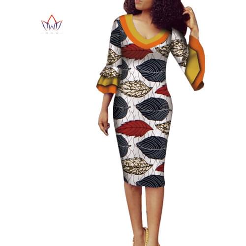 Long Sleeve Dresses for Women Party Wedding Casual Date Dashiki African Women Dresses African Dresses for Women Kneelenght Y6573