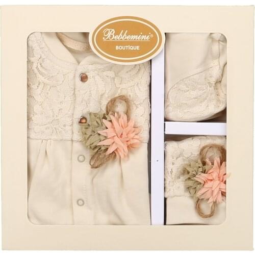 5 Pcs Newborn Gift Set,100% Cotton Clothing Set,Baby Outfit Set Including Hat,Bib,Gloves For 0-6 Months Antialergic Baby Clothes