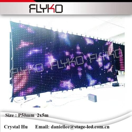 Full color stage backdrop original factory support DMX DJ booth led video curtain P50mm 2x5m