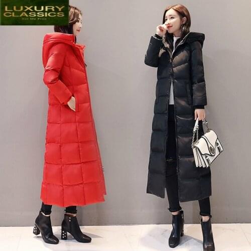 Down Coat Women Winter X-Long Down Jacket Female Long Outwear Hooded Clothes Ladies Clothing Thick Warm Parka LWL1018