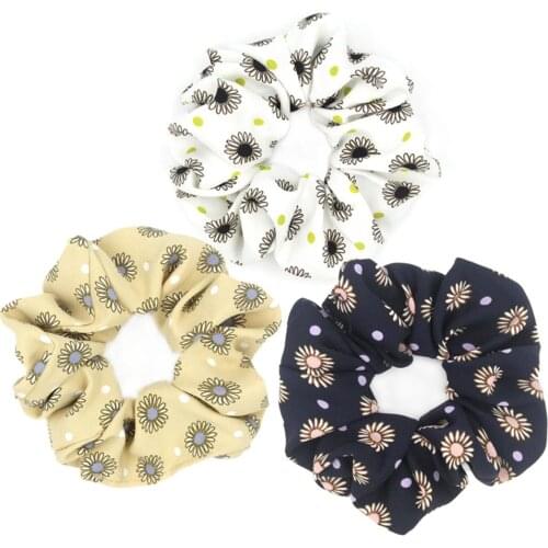 Furling Girl 1 PC Wommen Fashion Elastics Hair Bands Daisy Printed Hair Scrunchies Hair Tie Accessories Ponytail Holder