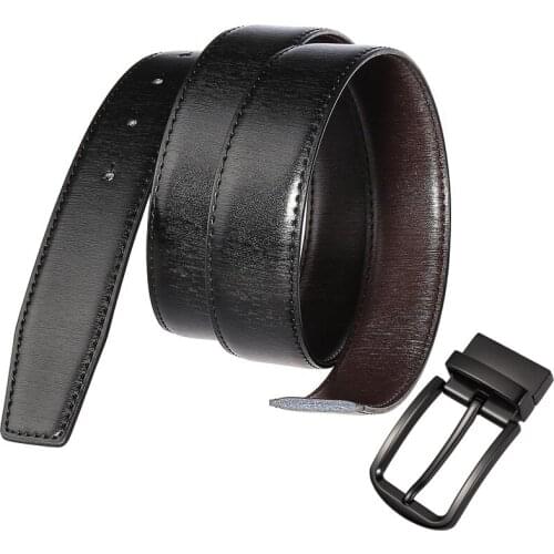 MEDYLA business belt without buckle 2 side use mens DIY assembly suit belt strong metal spin buckle natural leather mens gift