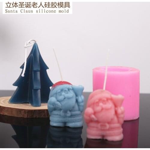 Christmas Silicone Candle Mold 3D Santa Claus Shaped Handmade Soap Resin Clay Mould Chocolate Cake Decorating Tools