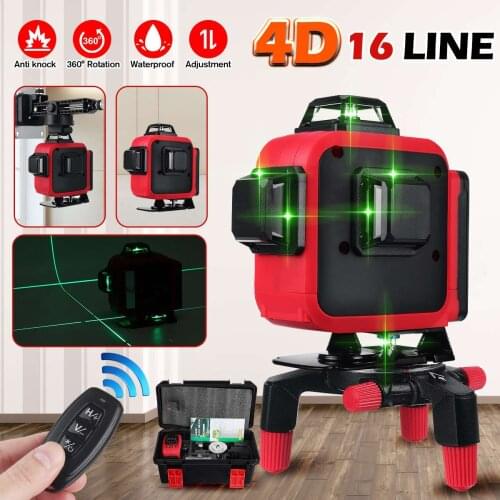 Green Laser Level 12/16 Lines Auto 4D Horizontal Vertical Self-Leveling Remote Control Indoor Outdoor Automatic Leveling