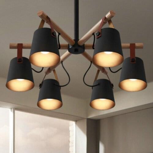 North European living room lighting creative Japanese style simple dining room bedroom study log belt pendant lights lamp LB1238