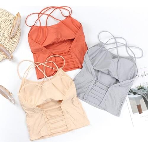 Girl Lingerie Tube Top Crop Top Bra Long Backless CamisoleWith Chest Pad Sexy Short Women Tank Tops Fashion