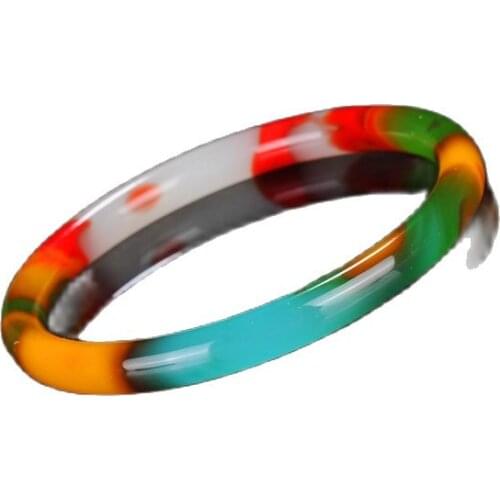 Xinjiang Hetian color jade bracelet gold silk jade bracelet jade stone color jade round bar retro beauty bracelet jade bracelet