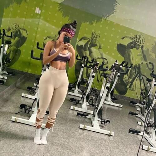 XLLAIS Fitness Stretchy Snug Bandage Pants Women Sexy High Waist Slim Sweatpants Lady Casual Soft Streetwear Legging Trousers