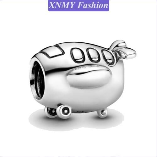 XNMY 2021 New Silver Color Bead Airplane Travel Charm DIY Beads Fit Original Pandora Charms Bracelet Jewelry Wholesale