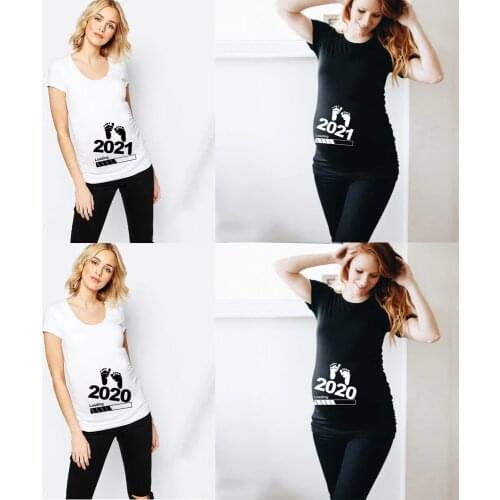 Women Maternity Clothing Pregnant 2021 T Shirt Funny Top Cute Baby Print O-Neck Short Sleeve Pregnant Tops Pregnancy Shirt