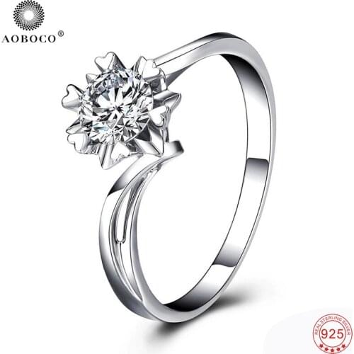 Rings Women 925 Sterling Silver Romantic Pure Sterling Silver Heart Rings for Women Fashion Wedding Ring Jewelry GNJ0629-15