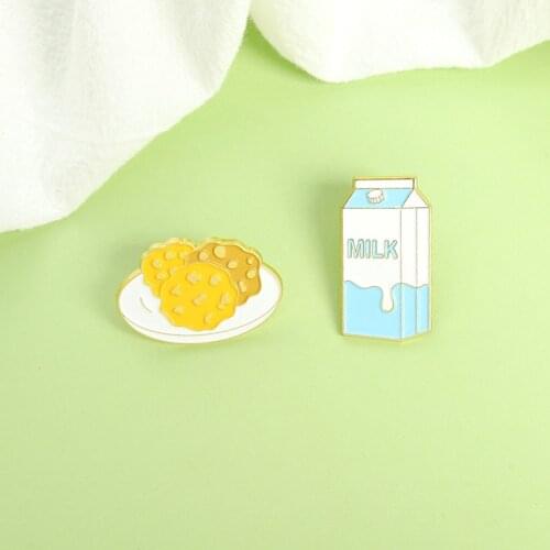 Delicious Breakfast Badge Creative Cartoon Milk Korokke Metal Enamel Brooch Fashion Lapel Backpack Jewelry Accessories Gift