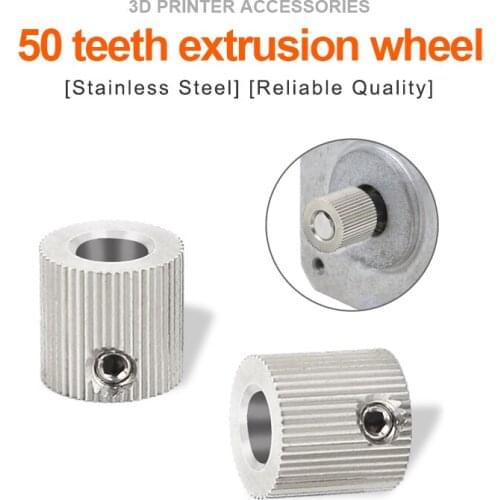 10Pcs Mk7 MK8 Extrusion Gear 50 Teeth Stainless Steel Drive Gear Feeding Gear Wheel for 3D Printer Extruder