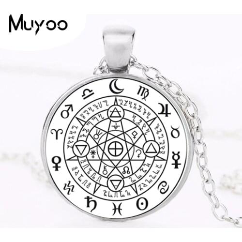 1pcs Sigil Black Magic Witchcraft Power Of Three Pendant Choker Statement Round Necklace For Women Dress Accessories HZ1
