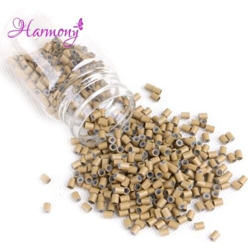 Harmony Plus Hair 1000pcs 3.4*3.0*4mm With silicone Copper tubes links beads for human hair extensions tools accessories