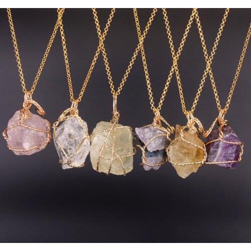 12pcs Druzy Reiki Real Crystal Quartz Women Necklace Natural Stone Pendulum Amethysts Pendant Jewelry Necklaces
