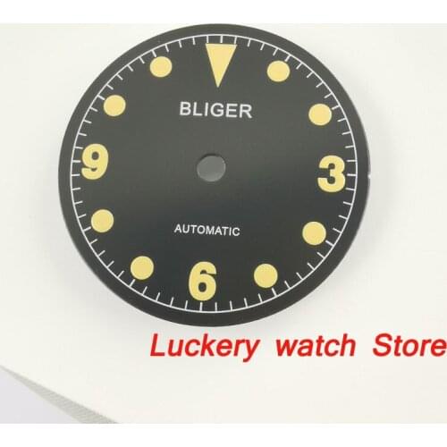 28.5mm black dial yellow mark luminous Features fit for MIYOTA 8215;Mingzhu 2813 3804 Automatic Movement-BP75
