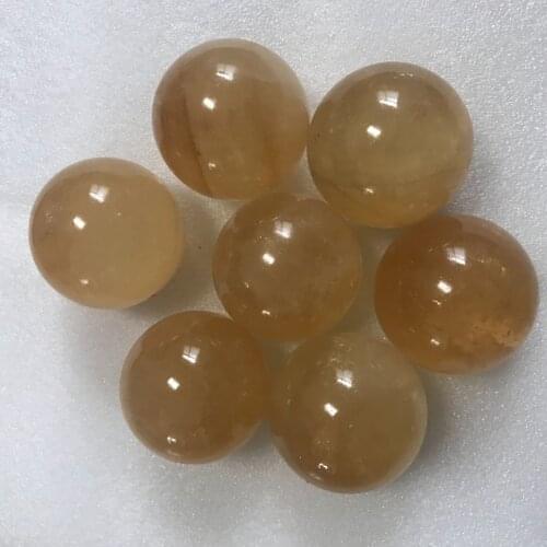 4cm Natural Polished Iceland Spar Crystal Ball Honey Calcite Sphere For Feng Shui 1pc