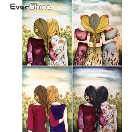 EverShine Full Drill Square Diamond Painting Portrait Diamond Embroidery Picture Of Rhinestones Girl Mosaic Handmade Hobby