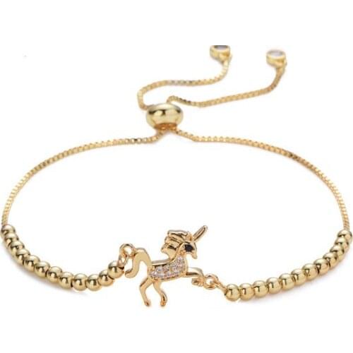 Horse crystal micro pave cz zircon cubic zirconia Bracelet Adjustable silicone positioning Charm Snake Chain Copper Jewelry s23