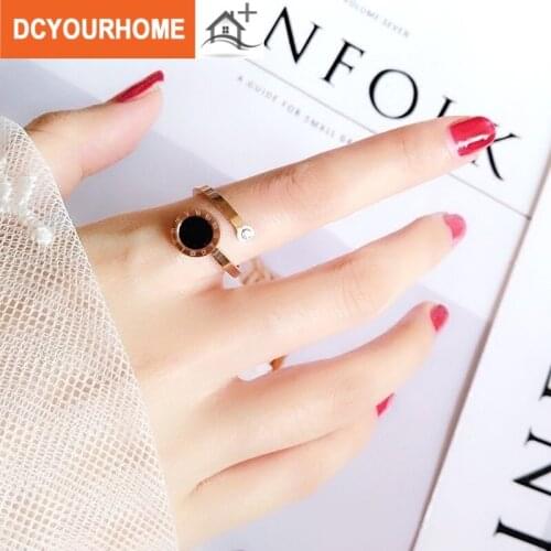 Elegant fashion trend Roman zircon temperament ring titanium ring true gold color girl