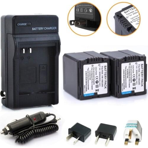 [HIBTY] 2* 7.4V 3000mAh Li-ion VW-VBG260 VW VBG260 Battery + Car Charger For Panasonic HS250 SDR-SD7 HDC-MDH1 HDC-SD1 HDC-SD3