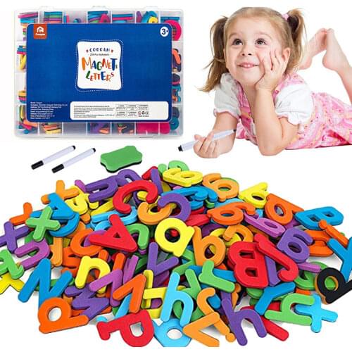 Montessori toy 26 Alphabet Letters Toddlers Kids Learning Magnet Message Educational Toys Sticker Spelling