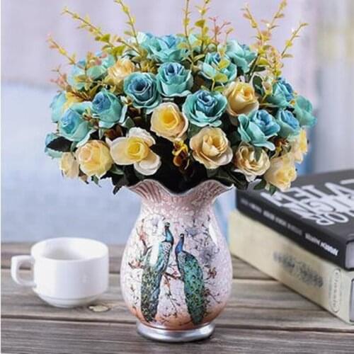 American country peacock pattern vase, home office restaurant bar desktop decoration crafts, wedding gift